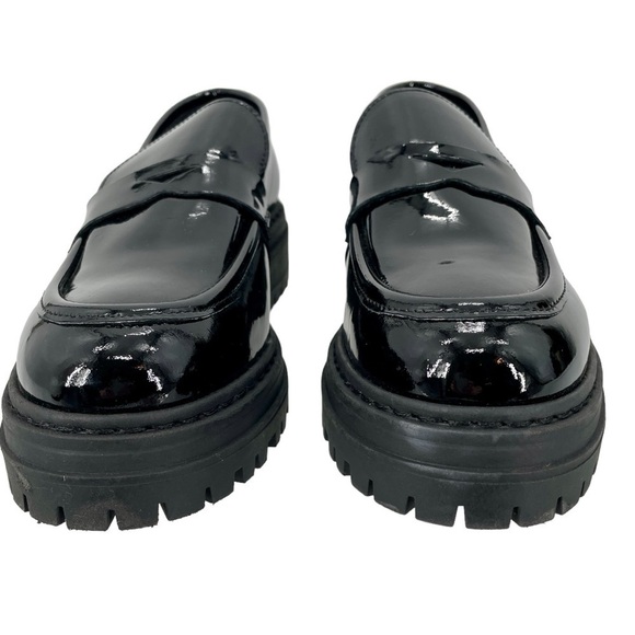 BRUNO MAGLI Black Patent Leather Chunky Sole Heeled Loafers Womens Size 41 / 9.5 - Picture 2 of 9
